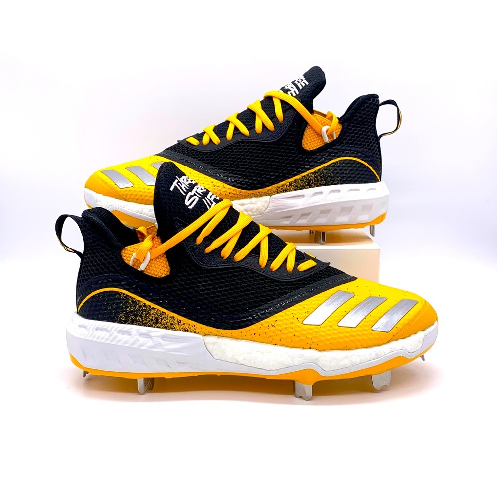 Adidas Icon V Men’s Baseball Cleats Yellow Black G28241 Metal Spikes Sz 6.5 NWOB